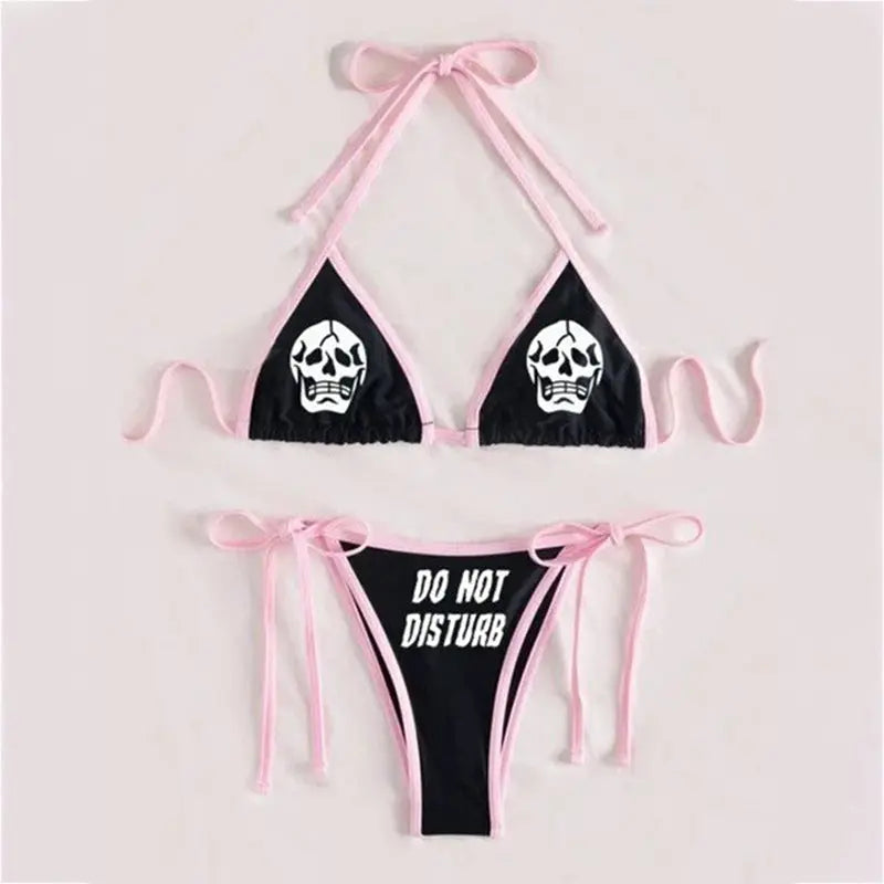 Bikini Summer 3D Printed Lace Up Île papillon