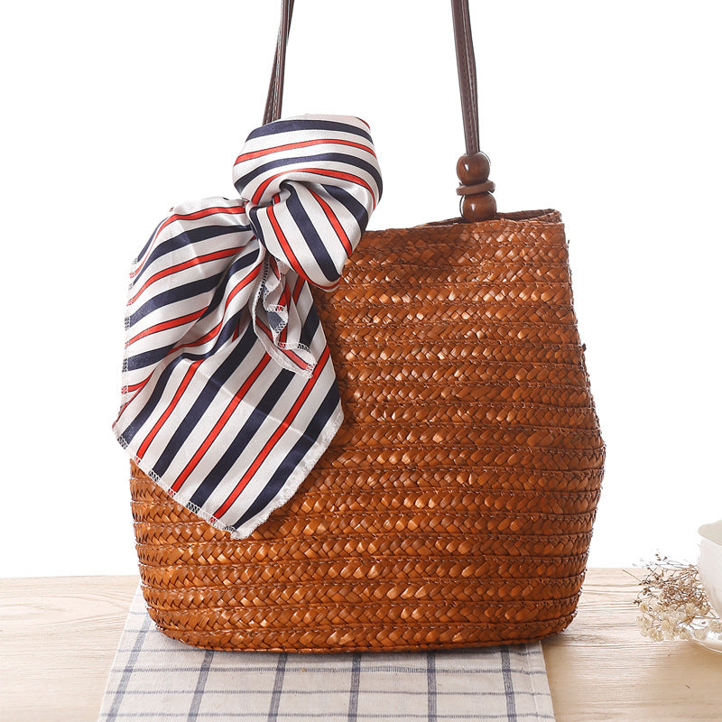 One-shoulder Straw Bag Women Bag Seaside Vacation Woven Bag Straw Bag Beach Bag Île papillon