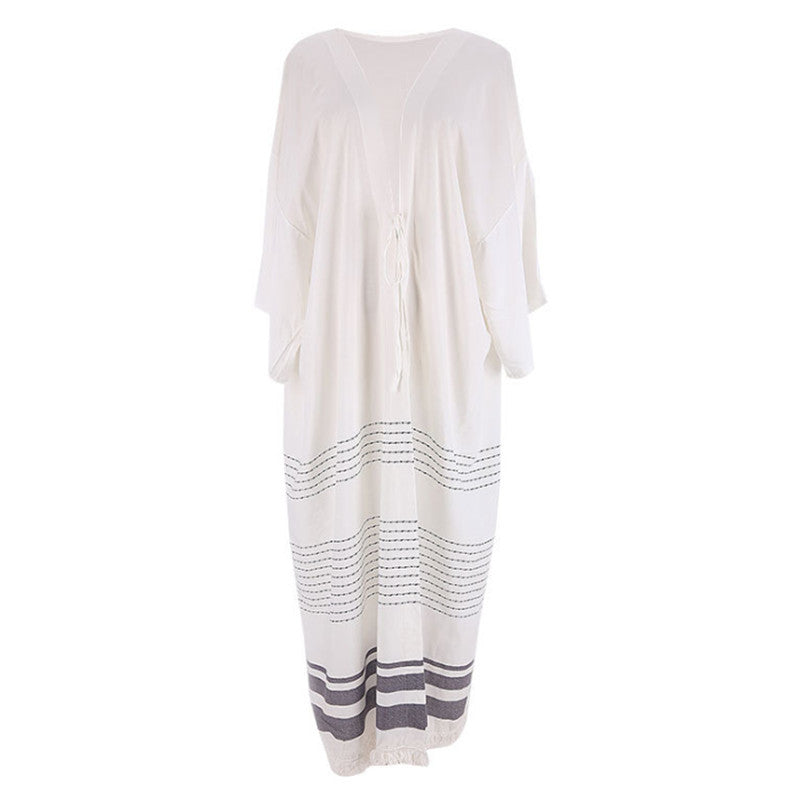NNew Crochet Knitted White Beach Pareo Dress Long Tunic Pareos Woman Cover Ups Robe De To Cover Up Plage Coats Île papillon