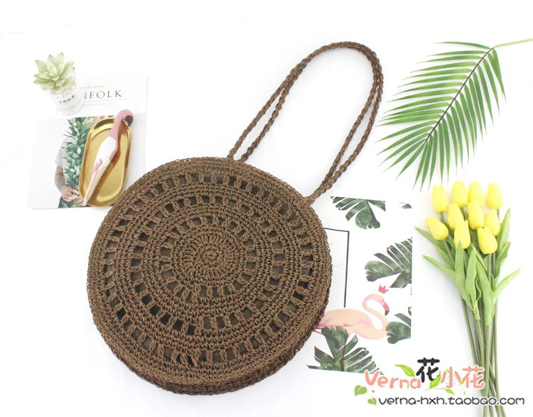 Woven soft beach bag straw bag Île papillon