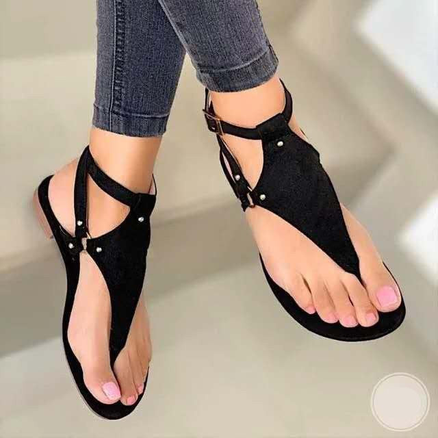 Flat Bottom Clip Toe Strap Beach Buckle Sandal Girl Île papillon