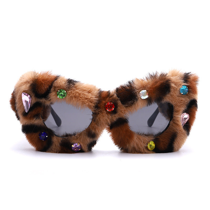 New Cat Eye Studded Diamond Sunglasses Île papillon