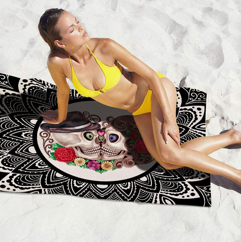Square microfiber printed beach towel taro beach towel Île papillon