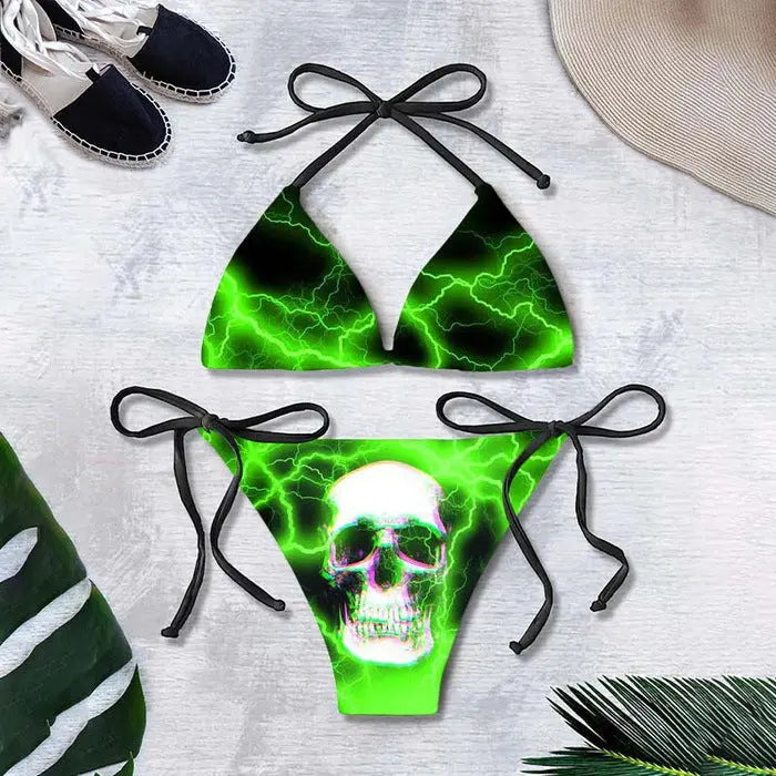 Bikini Summer 3D Printed Lace Up Île papillon
