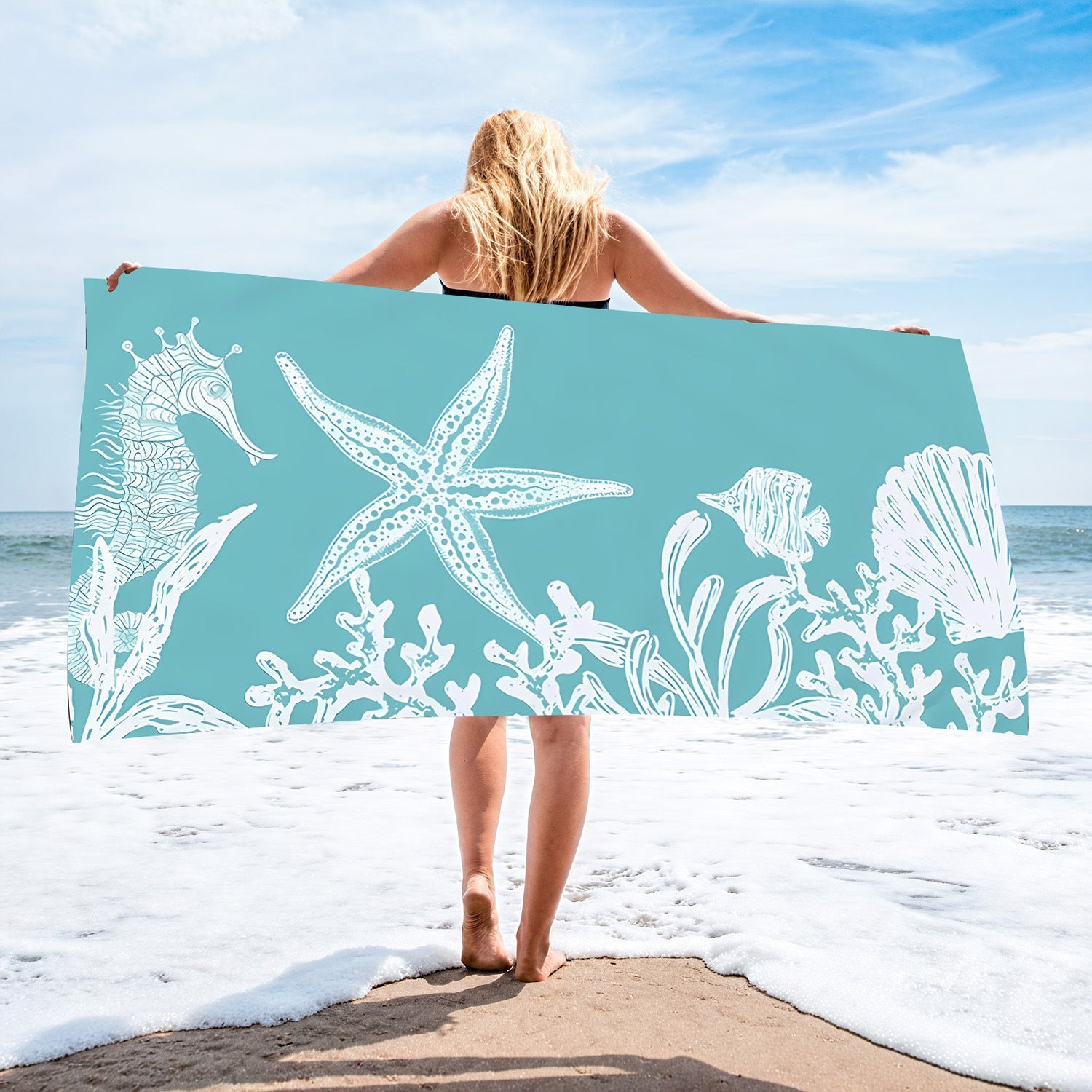 Sweat-wiping Beach Towel Microfiber Water-absorbing Quick-drying Beach Towel Île papillon