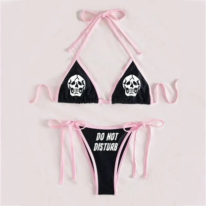 Bikini Summer 3D Printed Lace Up Île papillon