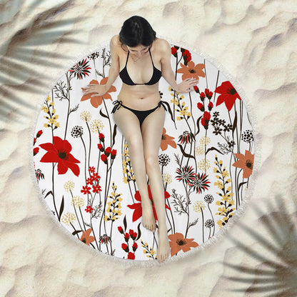 Fringed beach towel round bath towel beach towel Île papillon