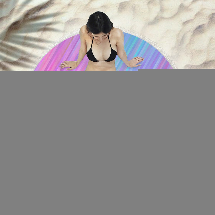 Fringed beach towel round bath towel beach towel Île papillon