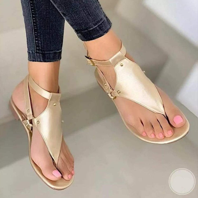 Flat Bottom Clip Toe Strap Beach Buckle Sandal Girl Île papillon