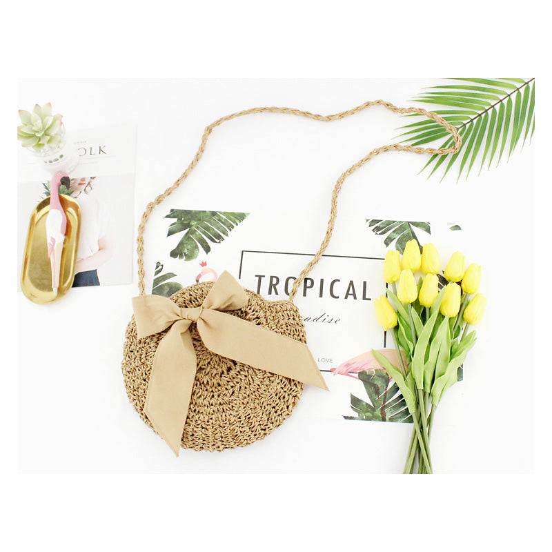 Woven soft beach bag straw bag Île papillon