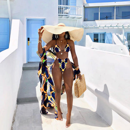 Retro lace-up lace-up bikini Île papillon