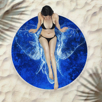 Fringed beach towel round bath towel beach towel Île papillon