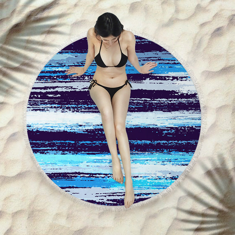 Fringed beach towel round bath towel beach towel Île papillon