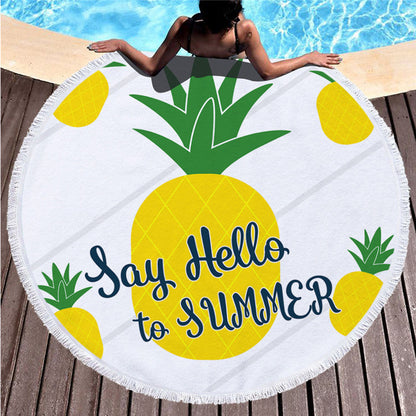 Round printed beach towel shawl beach towel Île papillon