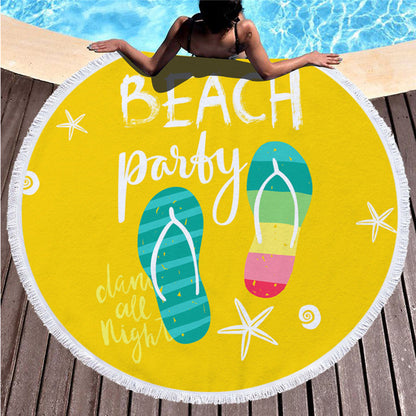 Round printed beach towel shawl beach towel Île papillon