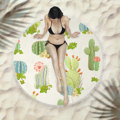 Fringed beach towel round bath towel beach towel Île papillon