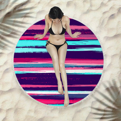 Fringed beach towel round bath towel beach towel Île papillon
