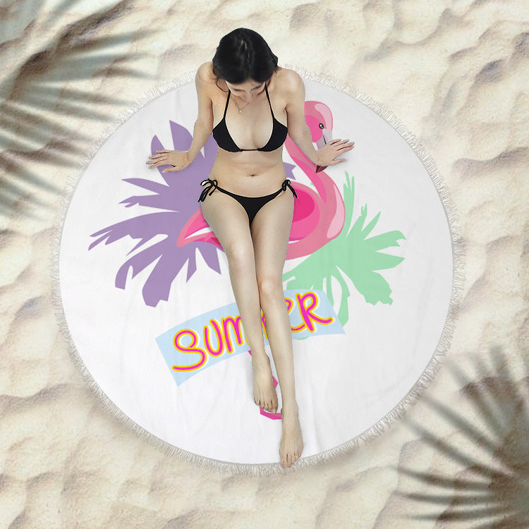 Fringed beach towel round bath towel beach towel Île papillon