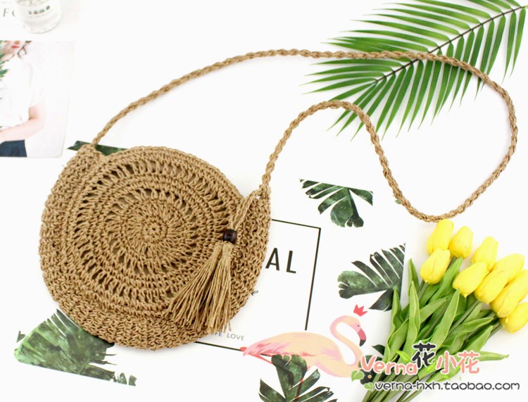 Woven soft beach bag straw bag Île papillon