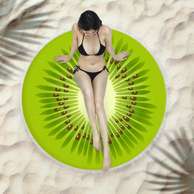 Fringed beach towel round bath towel beach towel Île papillon