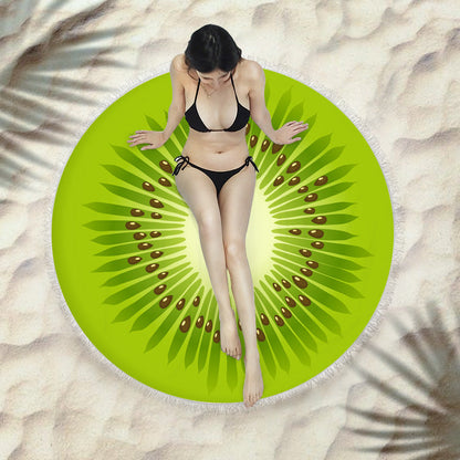 Fringed beach towel round bath towel beach towel Île papillon