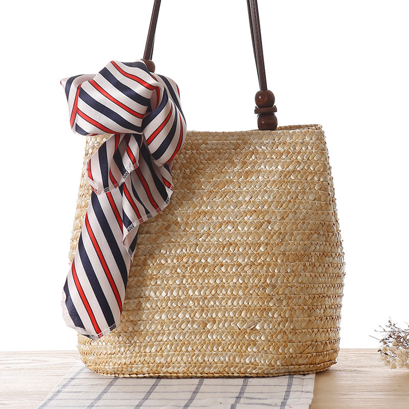 One-shoulder Straw Bag Women Bag Seaside Vacation Woven Bag Straw Bag Beach Bag Île papillon