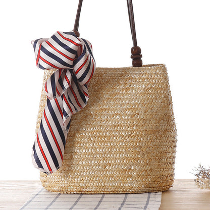 One-shoulder Straw Bag Women Bag Seaside Vacation Woven Bag Straw Bag Beach Bag Île papillon