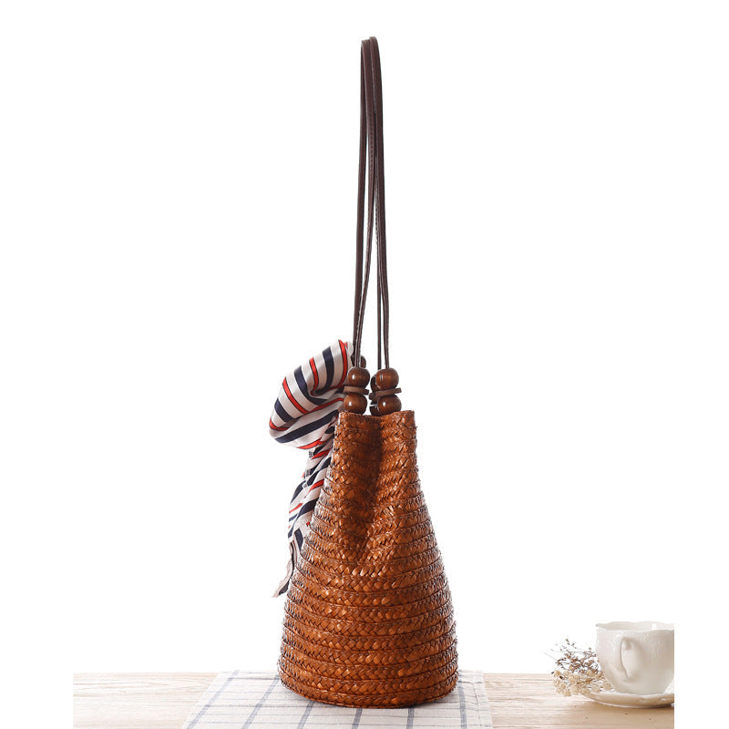 One-shoulder Straw Bag Women Bag Seaside Vacation Woven Bag Straw Bag Beach Bag Île papillon