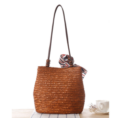 One-shoulder Straw Bag Women Bag Seaside Vacation Woven Bag Straw Bag Beach Bag Île papillon