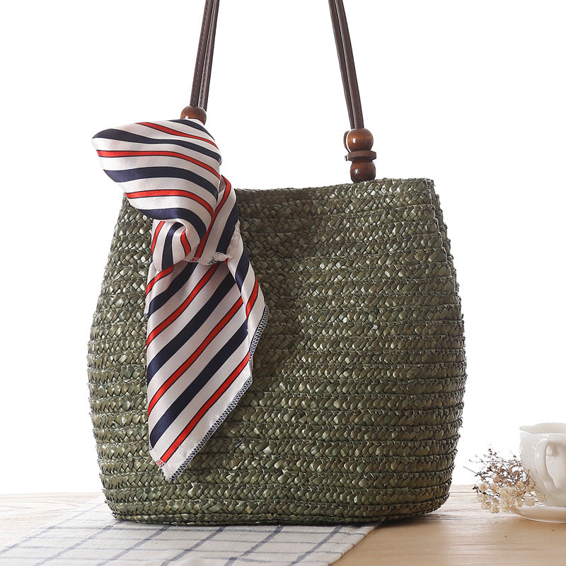 One-shoulder Straw Bag Women Bag Seaside Vacation Woven Bag Straw Bag Beach Bag Île papillon