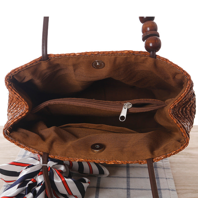 One-shoulder Straw Bag Women Bag Seaside Vacation Woven Bag Straw Bag Beach Bag Île papillon