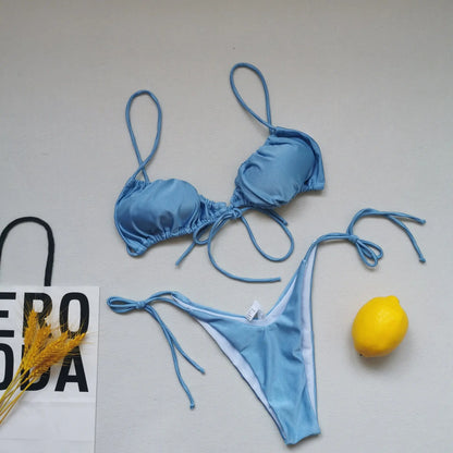 New Lace-Up Bikini Split Swimsuit Île papillon