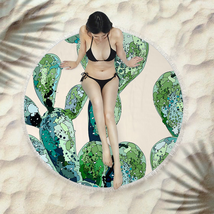 Fringed beach towel round bath towel beach towel Île papillon