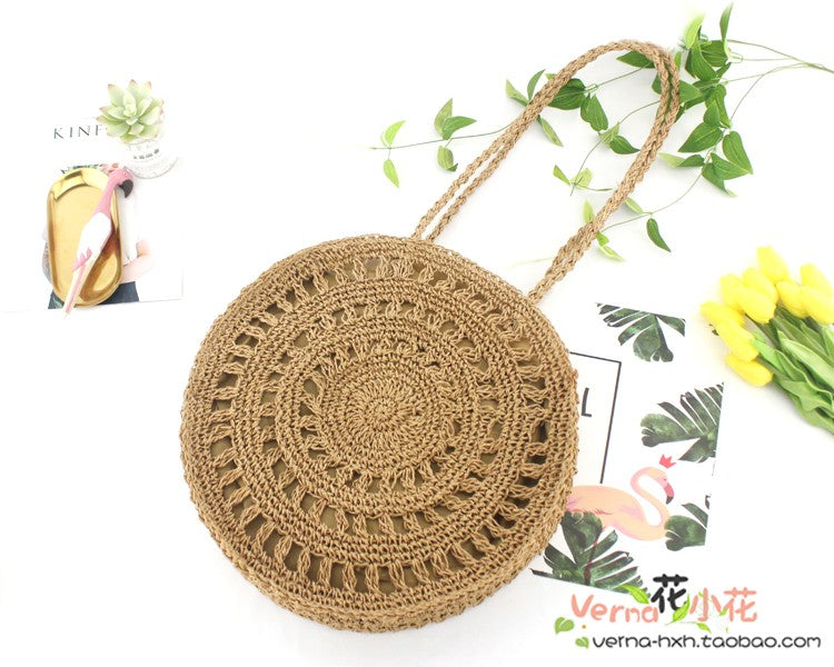 Woven soft beach bag straw bag Île papillon