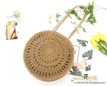 Woven soft beach bag straw bag Île papillon