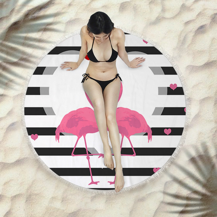 Fringed beach towel round bath towel beach towel Île papillon