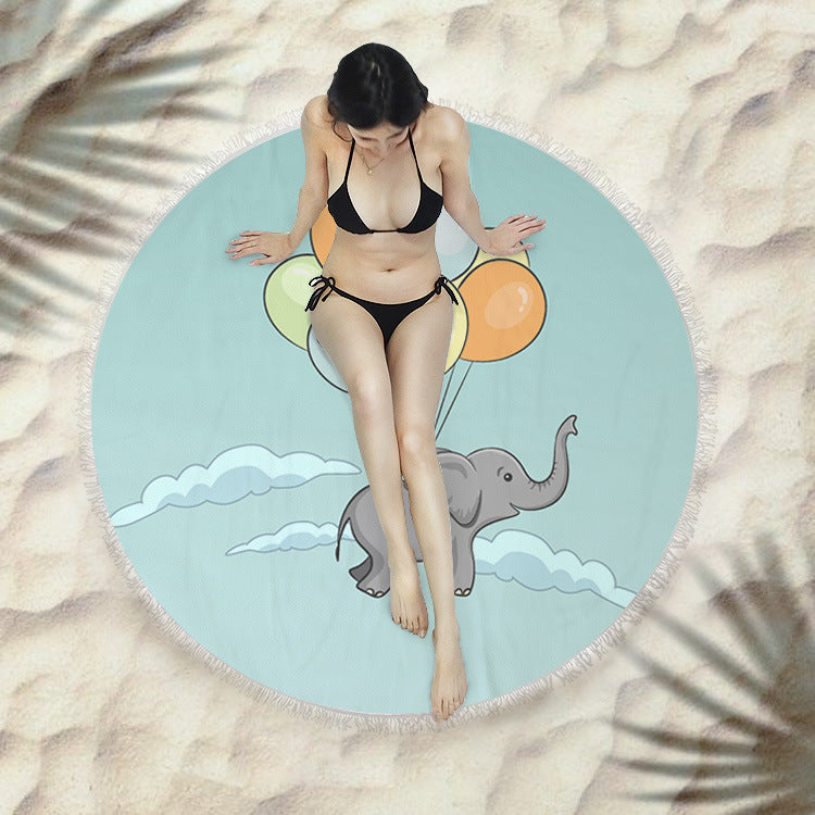 Fringed beach towel round bath towel beach towel Île papillon