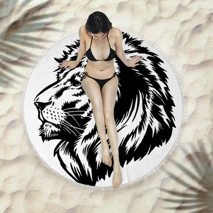 Fringed beach towel round bath towel beach towel Île papillon