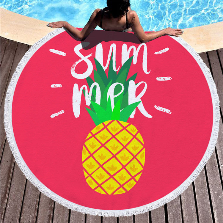 Round printed beach towel shawl beach towel Île papillon
