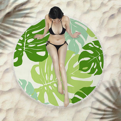 Fringed beach towel round bath towel beach towel Île papillon