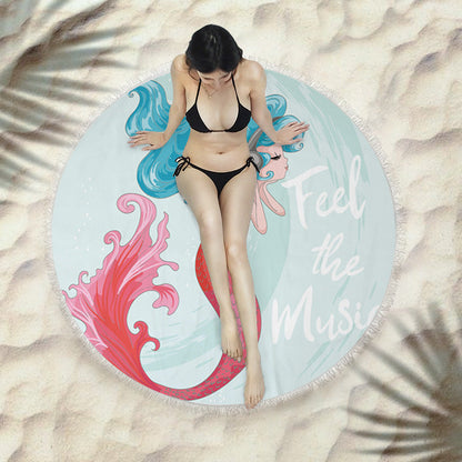 Fringed beach towel round bath towel beach towel Île papillon