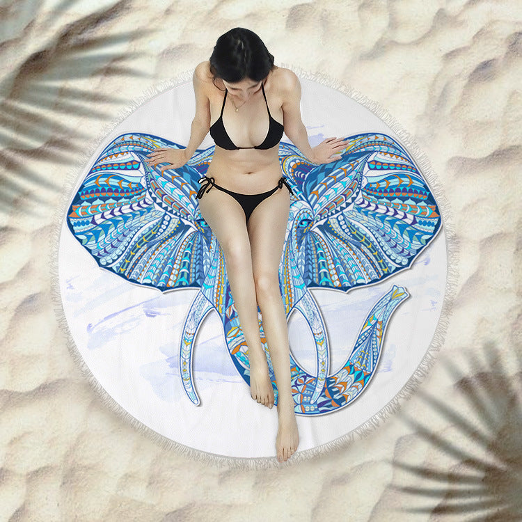 Fringed beach towel round bath towel beach towel Île papillon