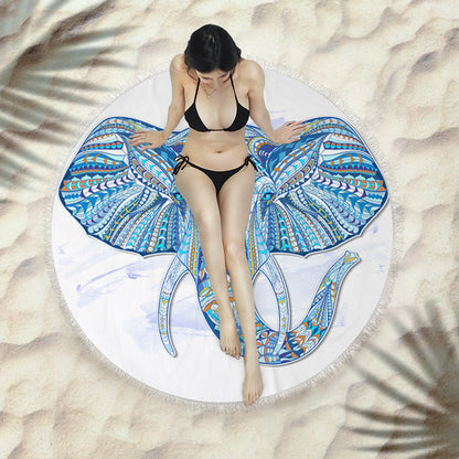 Fringed beach towel round bath towel beach towel Île papillon