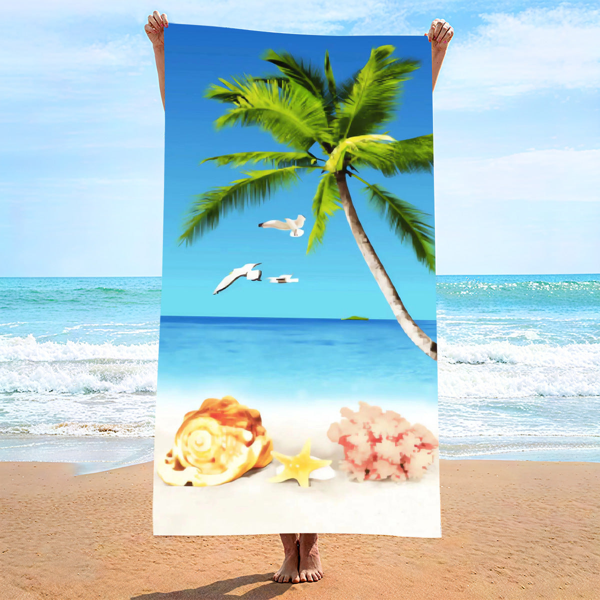 Sweat-wiping Beach Towel Microfiber Water-absorbing Quick-drying Beach Towel Île papillon