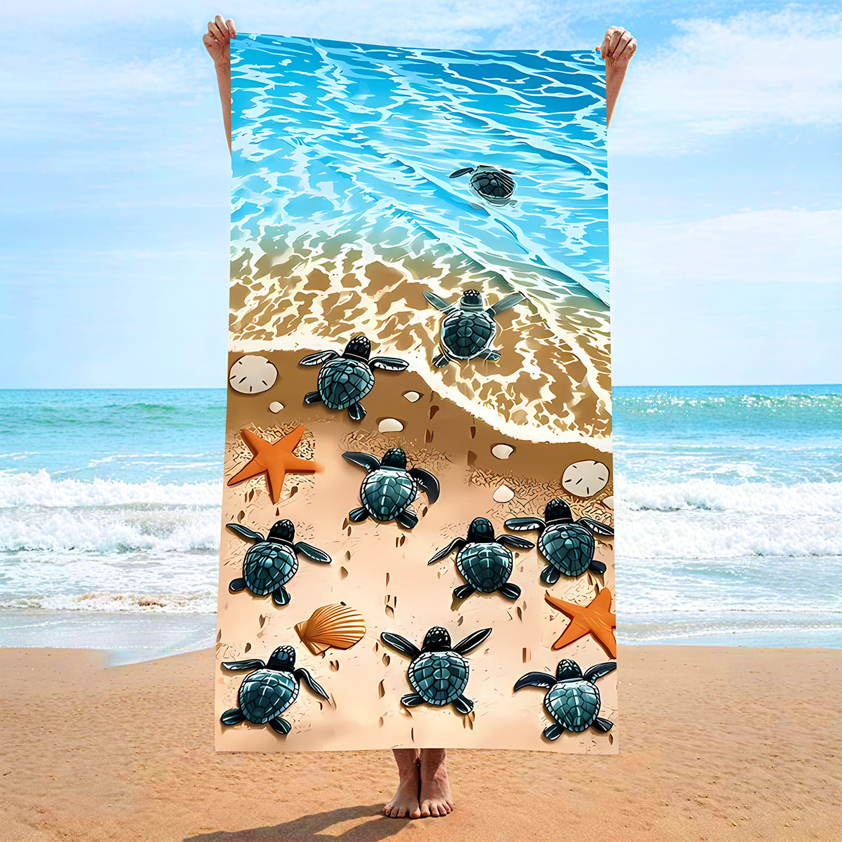 Sweat-wiping Beach Towel Microfiber Water-absorbing Quick-drying Beach Towel Île papillon