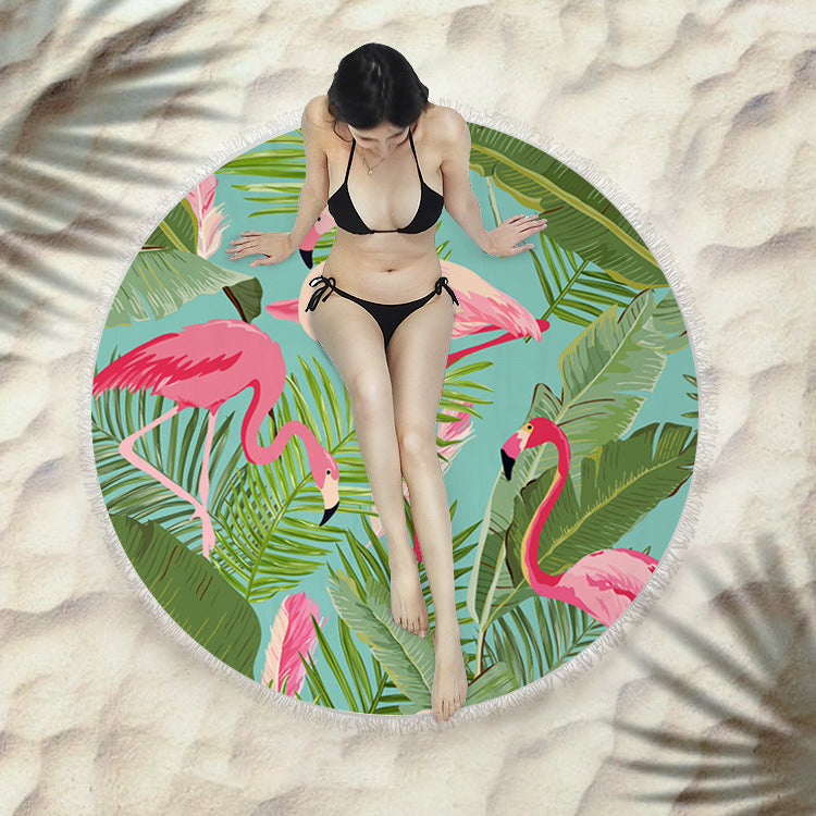 Fringed beach towel round bath towel beach towel Île papillon