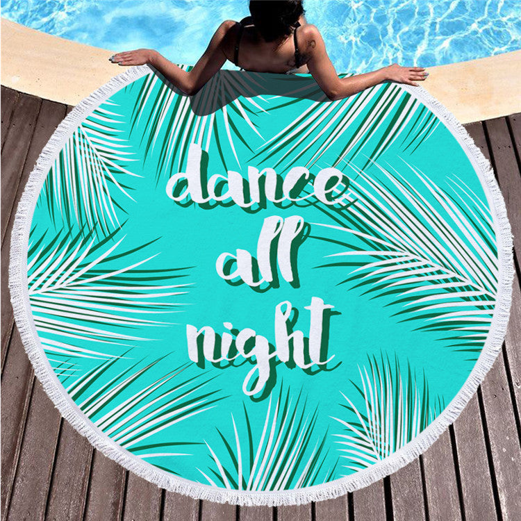 Round printed beach towel shawl beach towel Île papillon