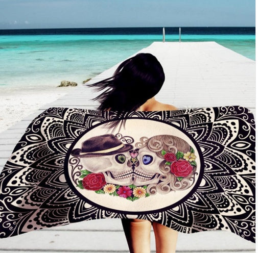 Square microfiber printed beach towel taro beach towel Île papillon