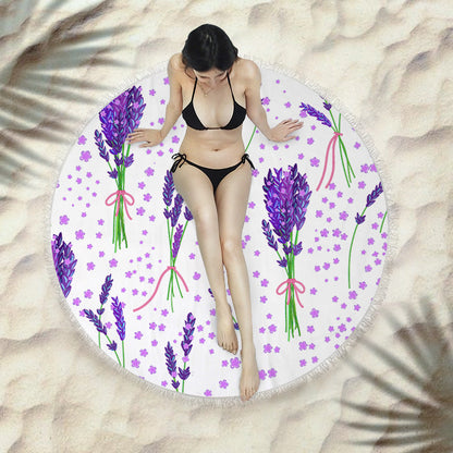 Fringed beach towel round bath towel beach towel Île papillon