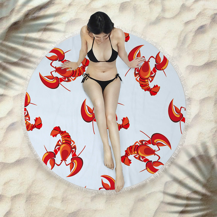 Fringed beach towel round bath towel beach towel Île papillon